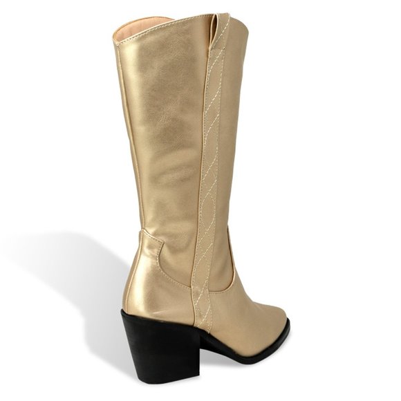 Women’s Calf Pointed Toe Western Cowboy Boots - Picture 3 of 4